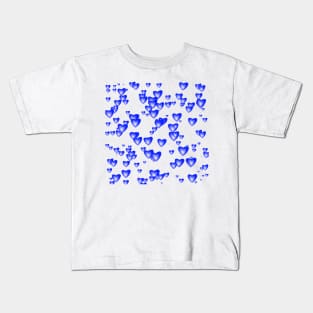 Little Royal Blue Valentine Hearts Kids T-Shirt